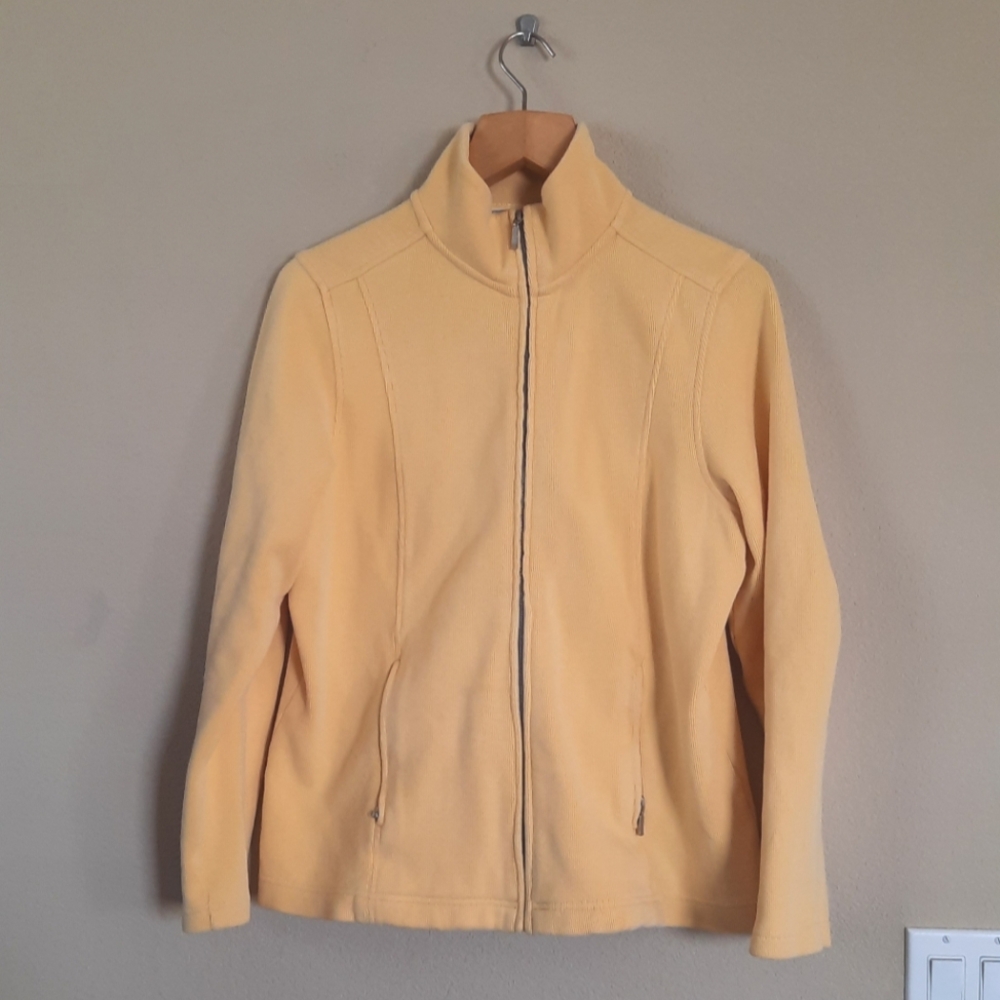 Vintage Cotton Butter Yellow Zip Up Sweater Cardigan